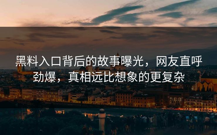 黑料入口背后的故事曝光，网友直呼劲爆，真相远比想象的更复杂  第1张