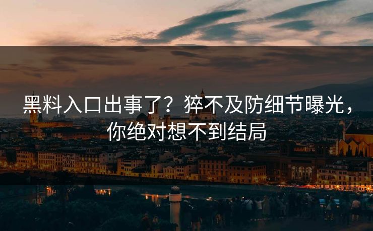 黑料入口出事了？猝不及防细节曝光，你绝对想不到结局