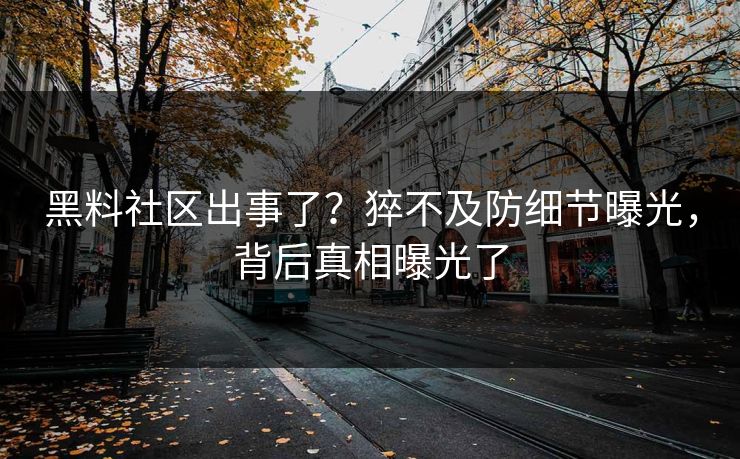 黑料社区出事了？猝不及防细节曝光，背后真相曝光了