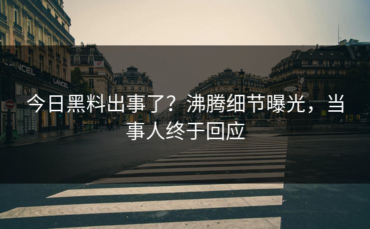 今日黑料出事了？沸腾细节曝光，当事人终于回应  第1张