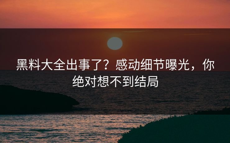 黑料大全出事了？感动细节曝光，你绝对想不到结局  第1张
