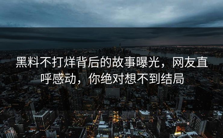 黑料不打烊背后的故事曝光，网友直呼感动，你绝对想不到结局