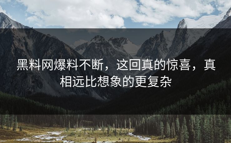 黑料网爆料不断，这回真的惊喜，真相远比想象的更复杂  第1张