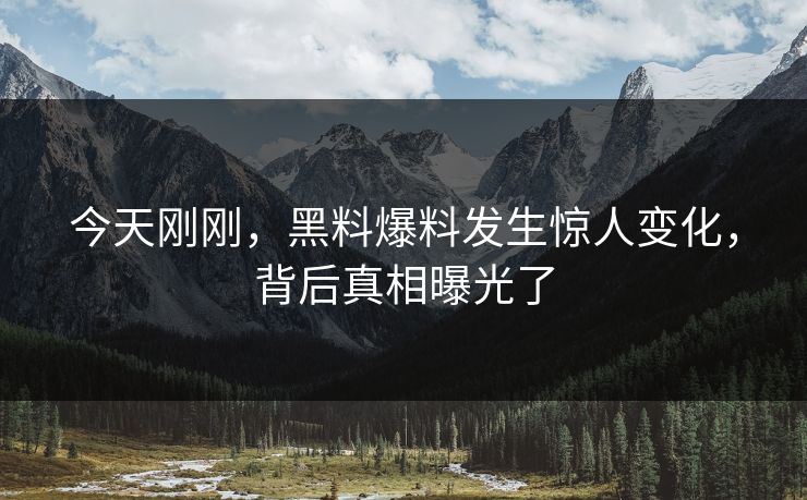 今天刚刚，黑料爆料发生惊人变化，背后真相曝光了