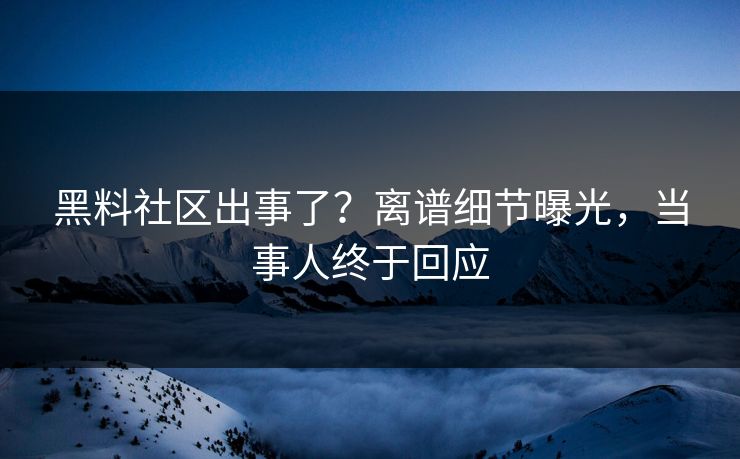 黑料社区出事了？离谱细节曝光，当事人终于回应  第1张