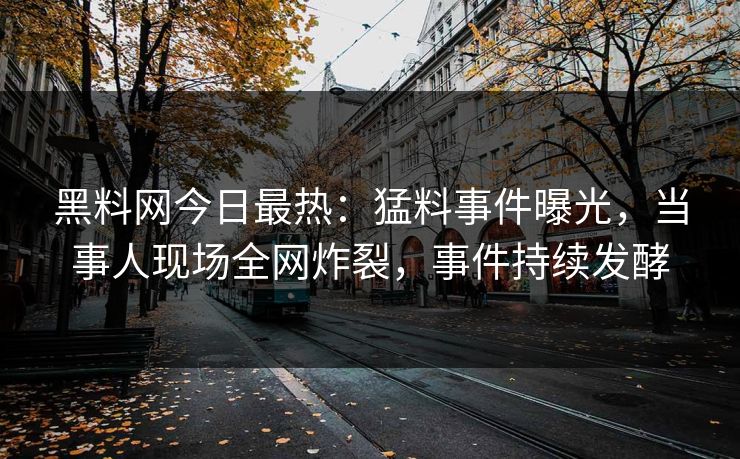 黑料网今日最热：猛料事件曝光，当事人现场全网炸裂，事件持续发酵