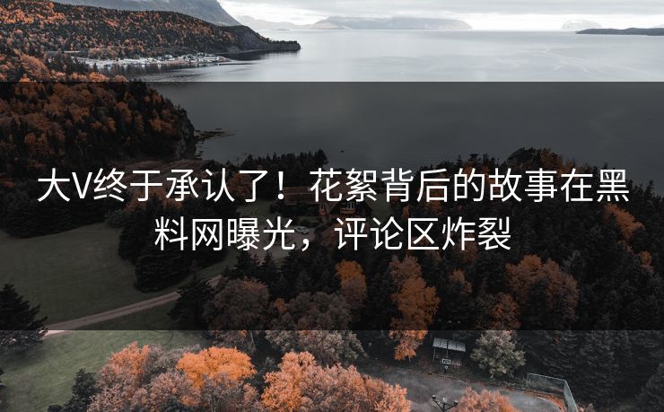 大V终于承认了！花絮背后的故事在黑料网曝光，评论区炸裂  第1张