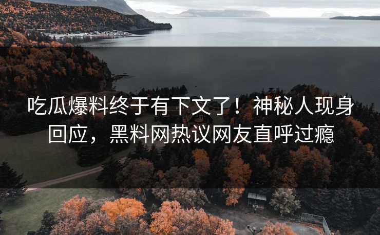 吃瓜爆料终于有下文了！神秘人现身回应，黑料网热议网友直呼过瘾  第1张