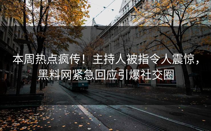 本周热点疯传！主持人被指令人震惊，黑料网紧急回应引爆社交圈  第1张
