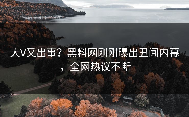 大V又出事？黑料网刚刚曝出丑闻内幕，全网热议不断