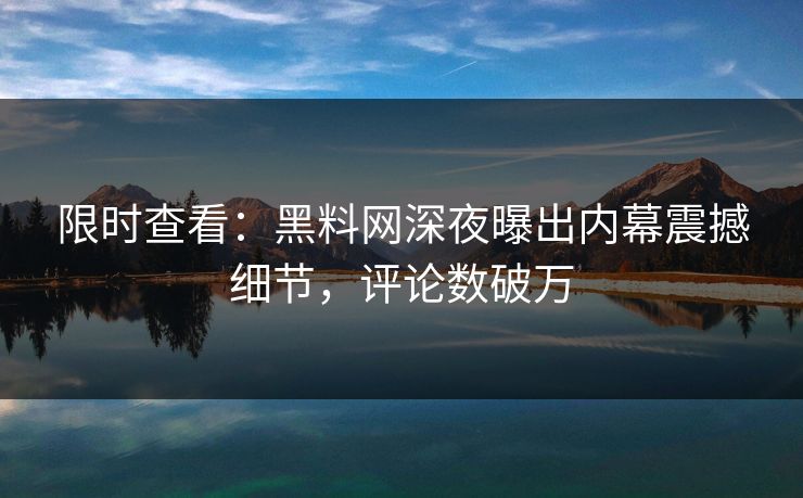 限时查看：黑料网深夜曝出内幕震撼细节，评论数破万