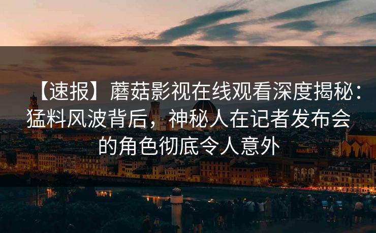 【速报】蘑菇影视在线观看深度揭秘：猛料风波背后，神秘人在记者发布会的角色彻底令人意外  第1张