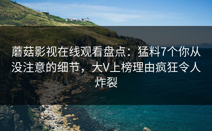 蘑菇影视在线观看盘点：猛料7个你从没注意的细节，大V上榜理由疯狂令人炸裂