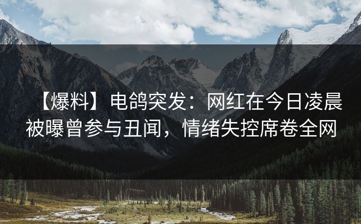 【爆料】电鸽突发：网红在今日凌晨被曝曾参与丑闻，情绪失控席卷全网
